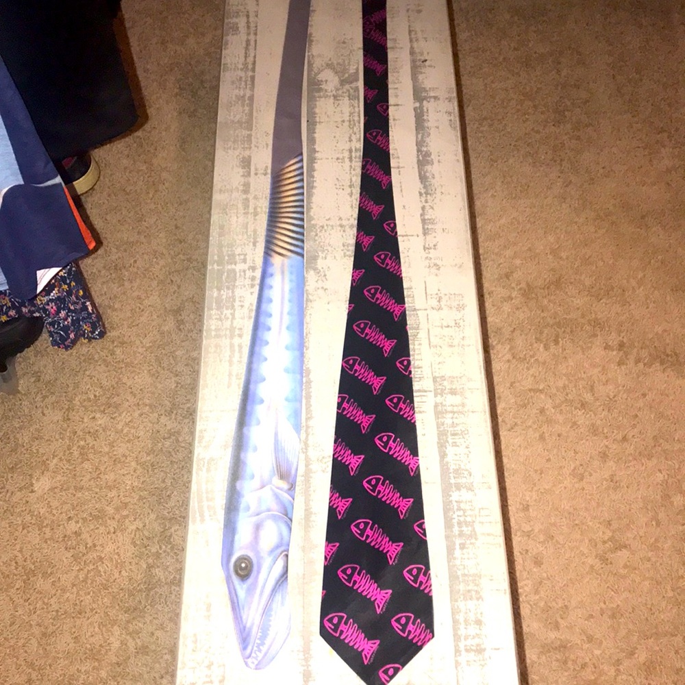 2 fish themed suit tie